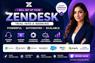 setup zendesk trial, freshdesk, zendesk crm, gorgias, email automation workflow