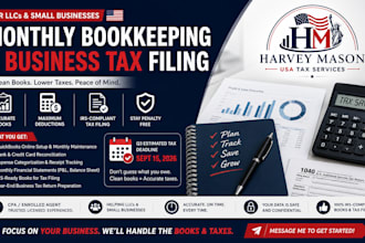 do your monthly bookkeeping and business tax filing for llc and small businesses