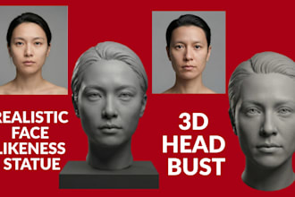 sculpt realistic 2d photo to 3d head bust custom likeness for 3d printing stl