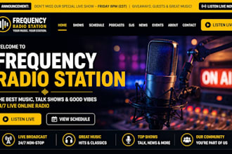 design radio station website for online streaming podcast and internet radio