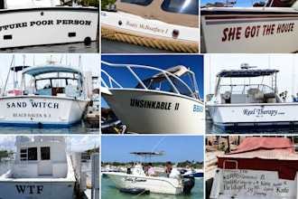 design modern boat name logo, yacht, marine nautical branding and anchor details