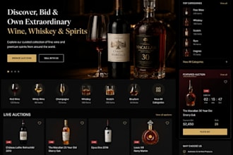 develop a custom fine wine website, whiskey and spirits auction website