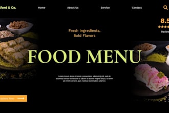 design a modern food menu, cafe menu, digital menu board,