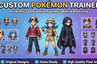 create custom pokémon trainer pixel art, overworld sprites and battle portraits