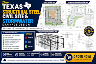 draw texas structural steel, civil site and stormwater drainage design
