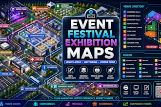 create event map, festival map and exhibition wayfinding map