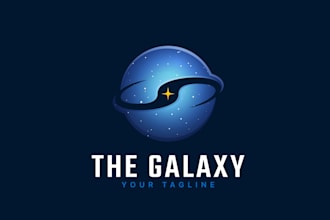 create modern space, astronaut, galaxy, planet logo