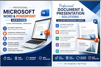 create,edit format microsoft word,power point documents professionaly