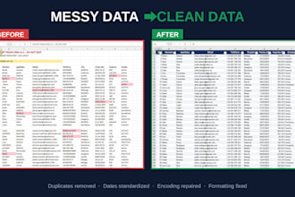 clean, organize and format your messy excel or csv data