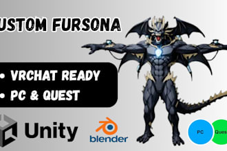 build custom furry vrchat avatar, fursona, anthro character and vrc avatar