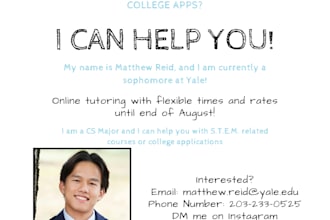 tutor high schoolers in academics sats or help with college planning