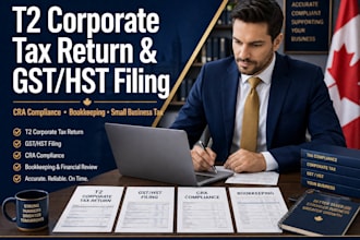file t2 corporate tax return, gst hst filing, cra compliance and bookkeeping
