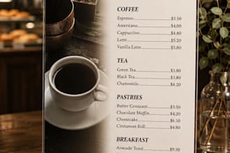 design a modern restaurant menu or food
