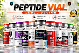 do peptide vial label, vial label design, product label design