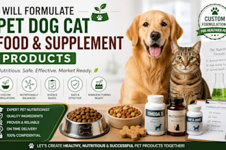 formulate pet dog cat food and supplement products