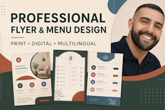 design a professional flyer, menu, or price list