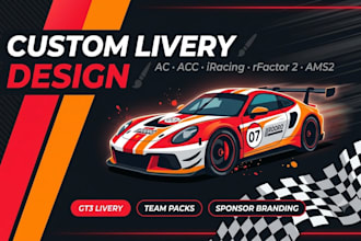 design custom sim racing car livery skins for assetto corsa iracing acc