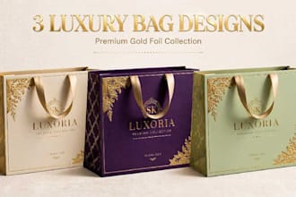 design luxury gold foil shopping bag for boutique brand
