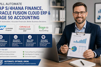 automate sap s4hana finance, oracle fusion cloud erp, and sage 50 accounting