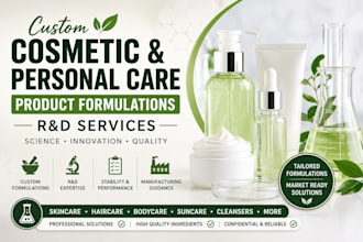create custom cosmetic personal care product formulations rd services