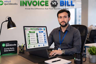 manage quickbooks invoices, bills, bookkeeping and bank reconciliation