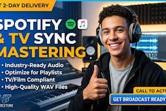 master tracks to be industry ready for spotify, apple music, TV film broadcast