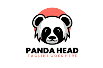design panda head logo for business and company