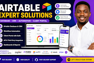 build airtable database, CRM, client portal and workflow automation