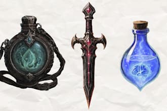 create hand painted rpg game items and card game assets