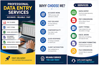 do accurate data entry, PDF to word, copy typing, excel and document form