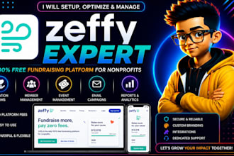 setup zeffy, bloomerang, givebutter, gofundme and fundraising site and campaign