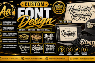 create custom font, typography, typeface and font logo design
