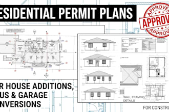 draft city permit drawings for home addition and architectural plans