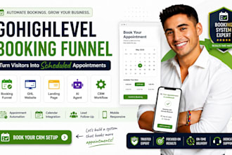 build gohighlevel booking funnel, gohighlevel landing page, gohighlevel website