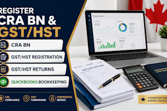 register cra bn, gst hst, file returns and quickbooks bookkeeping