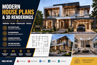 design modern house plans and 3d renderings