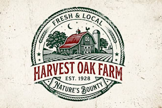 make unique and vintage farm logo design