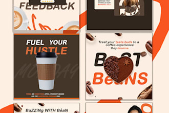 design 6 modern coffee shop and restaurant social media posts