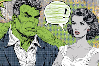 draw in comic style and retro colors