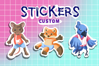 design cute funny illustrations for stickers