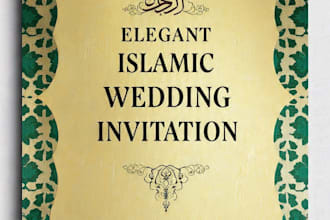 design beautiful islamic wedding invitation card on canva