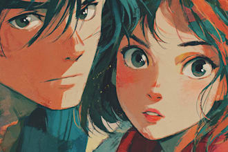 draw couple portrait for wedding illustration
