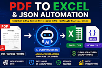 automate PDF data extraction to excel, CSV or json