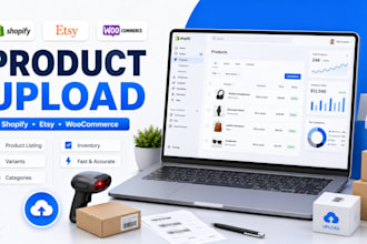 upload products to your shopify, etsy or woocommerce store