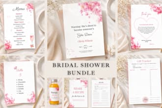 design bridal shower invitation and matching stationery