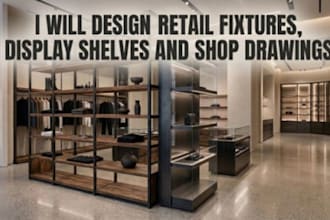 design retail fixtures, display shelves and shop drawings