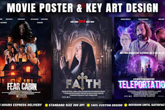 design stunning movie poster, key art, album cover in 24hr