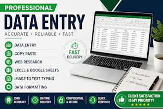 do fast and accurate data entry, copy paste and web research