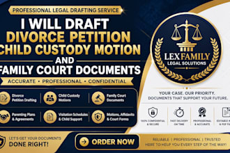 draft divorce petition child custody motion and family court documents