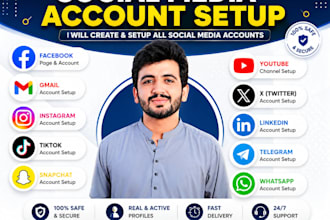 create and setup professional social media accounts
